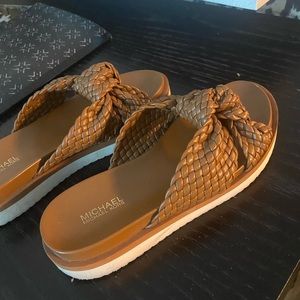 Michael Kors leather platform slides